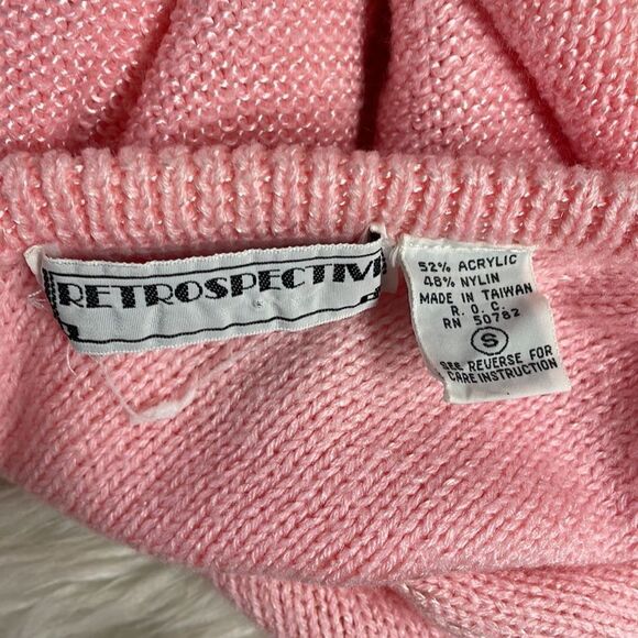 RETROSPECTIVE Women’s Pink Vneck Sweater  Size Small Barbiecore Coquette Girl - Picture 5 of 7